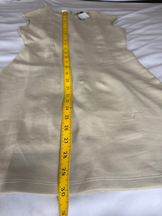 Zara Sheath Dress S Beige Sleeveless Tailored Cotton Blend Minimalist NWOT - Picture 10 of 13